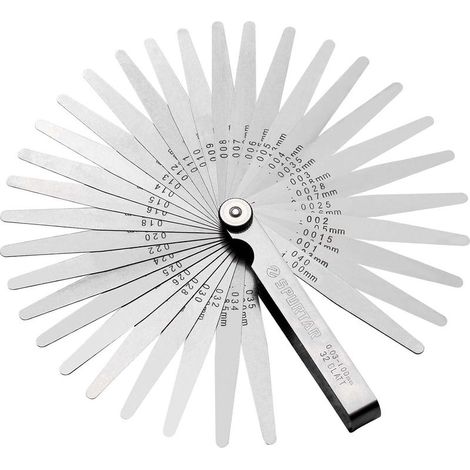 Dickenmessgerät mit 32 Klingen, 0,03–1,00 mm / 0,001–0,04 Zoll, konisch – Messwerkzeug mit doppelter Markierung (metrisch und imperial) zur Messung der Breite oder Dicke von Spalten (1/5)