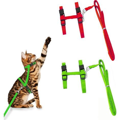 Hanais Chat,Hanais Chat églable Hanais Laisse,Hanais Chaton,Hanais Chat avec Laisse,Hanais Chaton,Laisse Hanais Chat,Hanais eglable pou Chats et Chiens,2PCS (1/4)