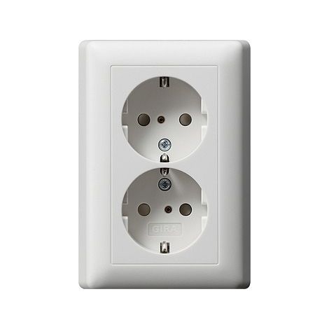 Gira 2f-SCHUKO-Steckd. SP + Vollpl. System 55 Reinweiß m [078327], 0783 27