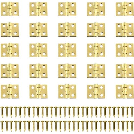 100 Pièces Mini Charniere Rétro Charnières Connecteurs Charniere Laiton Petite Charnières Métal Charnière Miniature avec Vis Cabinet Porte Tiroir Coffre (1/5)