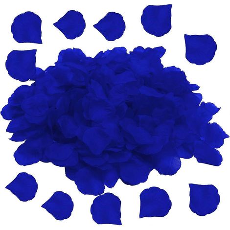 1200 pétales de rose décoratifs, imperméables, fleurs de rose artificielles réalistes, couleur bleue. (1/5)