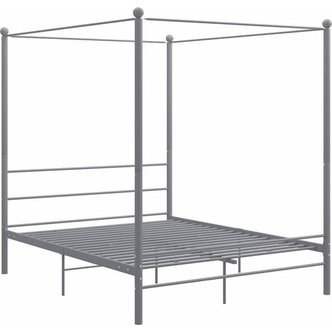 Maison Exclusive - Letto a Baldacchino Grigio in Metallo 160x200 cm (1/5)