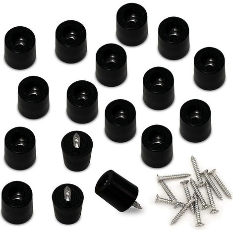 Petits patins ronds en caoutchouc noir, protège-meubles, rehausseur de hauteur avec fixation par vis, convient à tous types de petits meubles (lot de 16). (1/5)