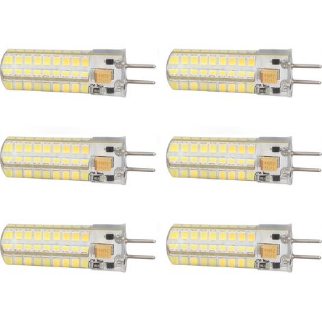 Lot de 6 ampoules GY6.35 7W 72LED blanc froid, certification CE/ROHS, silicone flexible, compatible avec lustres, plafonniers, appliques et lampes de table, alimentation AC/DC 12V. (1/5)