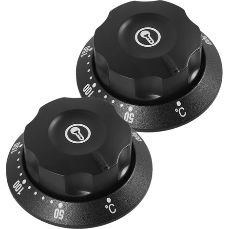 Boutons de Thermostat Universels Forme Lot de 2 en Plastique Noir Contrôle de Température 50-300 ℃ Compatible pour Four et Cuisinière (1/5)