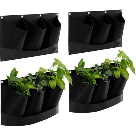 4X Jardinière suspendues – Set Pots de Fleurs en Feutre Waterproof 12 Poches – pour intérieur Balcon Patio terrasse Porche (1/5)
