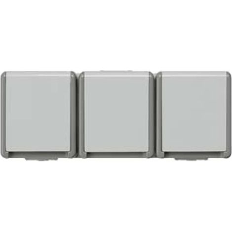 Prise électrique triple Siemens, Montage en saillie, Type F - Schuko allemand, Extérieur, IP44, série DELTA ( Prix pour 1 ) (1/2)