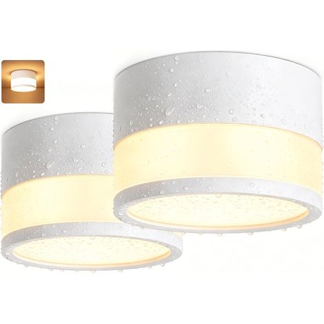 Spot LED Saillie IP65 3000K Spot Plafonnier Ø10970mm 2PCS Blanc 12W 1320LM Projecteur Saillie Luminaire Plafonnier Ronde Blanc Chaud pour Salle de Bain Couloir Salon (1/5)