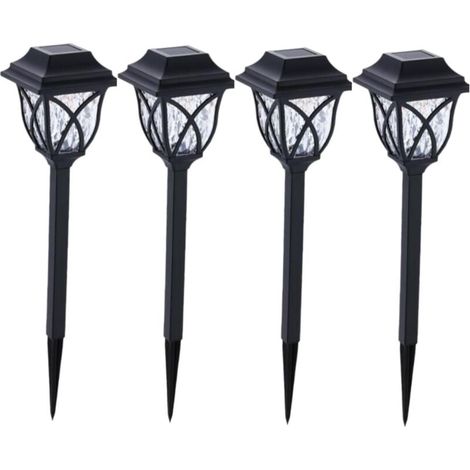 Set of 4 solar LED garden lights, waterproof and warm, for outdoor garden [Energy Class A] (1/4)