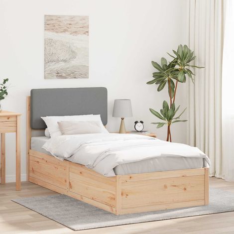 Estructura de Cama con Cabecera Tapizada Gris Claro 75 x 190 cm