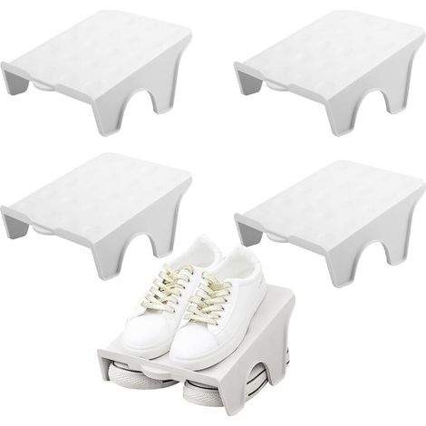 5 pièces porte-chaussures antidérapants, fente pour chaussures, organisateur, ensemble d'empileur de chaussures double couche, 25 x 20,5 x 11,5 cm, pour entrée, couloir, chambre à coucher, empilable, 