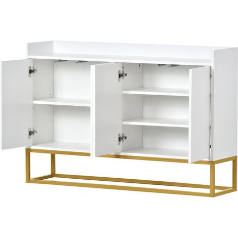 Credenza buffet a 4 ante senza maniglie 120x30x80 cm bianco HOMVRA (1/5)