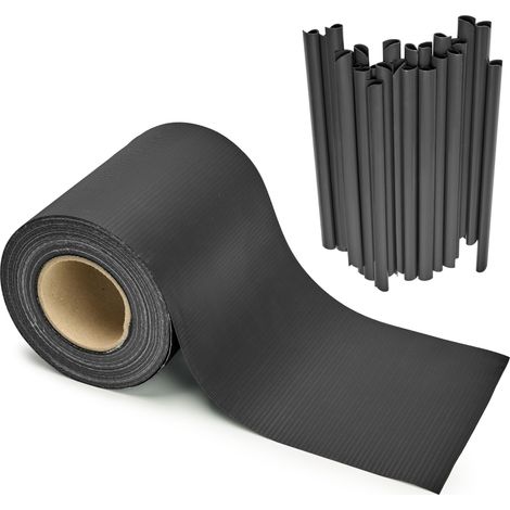 Garronda Sichtschutzstreifen 19 cm x 35 m aus PVC mit Befestigungsclips Zaun Sichtschutz für Balkon und Parkan UV-beständige Sichtschutzfolie für Garten GD-0173, Antrazit RAL7016