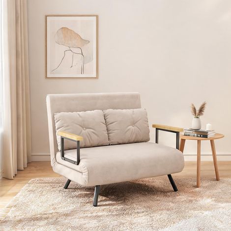 Canapé convertible beige en acier Polyester 102 x 73 x 81 cm (1/5)