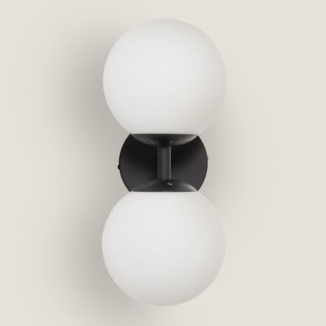 Lámpara de Pared de Metal y Cristal Balts Duplo Negro