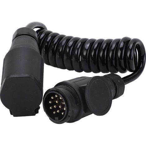 Adaptateur spiralé 12/24 V 13 broches pour remorque, transmission stable du signal électrique, connecteur spiralé avec câble à ressort de 2 m pour camping-car (1/5)