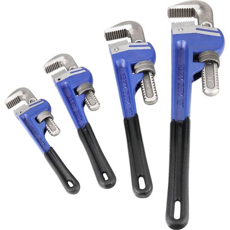 Lot de 4 Clé à Griffe 50 mm, 60 mm, 70 mm, 80 mm, Clé Serre-Tube, en Fonte, avec Poignée Souple et Mâchoires Réglables, Pince de Plomberie pour Réparations (1/5)