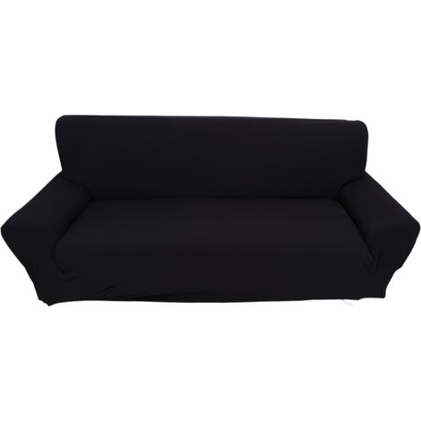 Housse de canapé 3 places Extensible Protection Anti-taches Tissu Élastique Doux Noir 190-230cm (1/5)