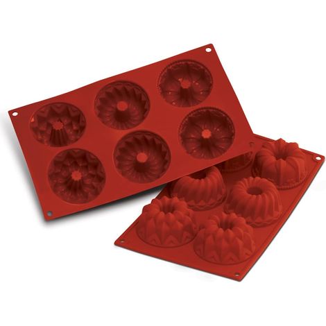 1 Moule à gâteau, Silicone platine, 6 cavités, Antiadhésif, Four et congélateur, Pâtisserie maison (1/5)