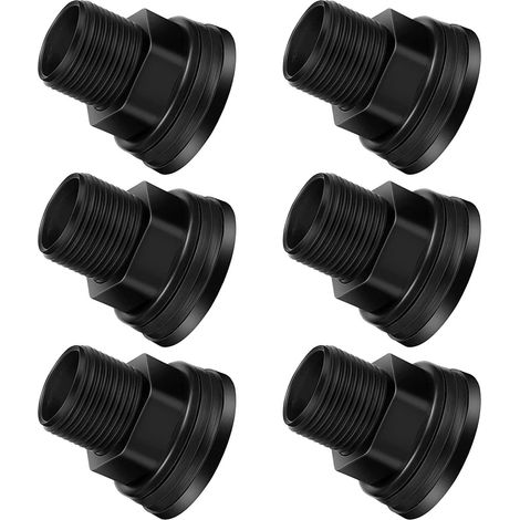 Lot de 6 raccords de cloison en PVC à double filetage pour réservoir d'eau de 1,9 cm mâle 1,2 cm femelle pour tonneaux de pluie, aquariums, baignoires, piscines (1/5)