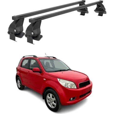 OMAC Dachträger Querträger Stahl für Daihatsu Terios II J200 2006-2017 – Abschließbar – City-Crash-getestet – DIN 75302:2019 – ISO/PAS 11154:2006 – Max. 50 kg Schwarz (1/5)