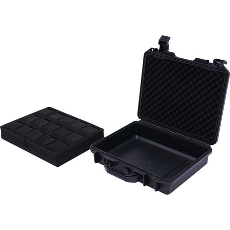 Caja impermeable para guardar relojes con asa ergonómica, color negro. (1/2)