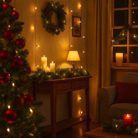 Catena luminosa vintage a LED decorazioni natalizie con 8 effetti per esterno, cavo verde -17.9 metri - 180 LED (1/4)