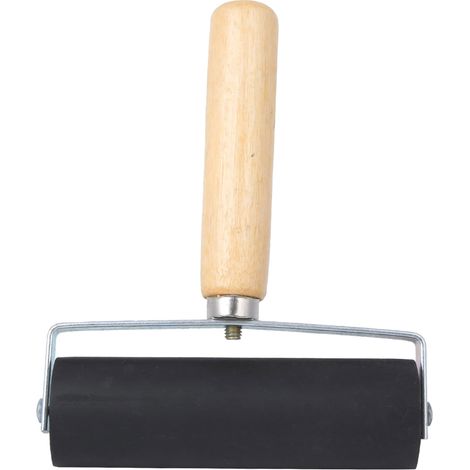 Rouleau d'impression en caoutchouc noir avec manche en bois détachable, outil d'impression et de loisirs créatifs, taille L