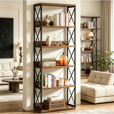 Estantería librería de 5 niveles de metal y madera 60 x 30 x 178 cm OKWISH (1/5)