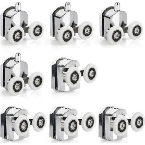 BUNTHAUS 8 Roulettes Porte de Douche Coulissante - Roulette Porte Coulissante Douche en Alliage de Zinc 23 mm de Diamètre - Roues Jumelées de Rechange pour Salle de Bain