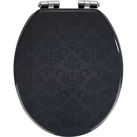 Wenko – Abattant WC Bellevue – MDF résistant à l'humidité – Système Easy-Close – Fixation hygiénique Fix-Clip – 35,5 x 42,5 cm – Noir (1/6)