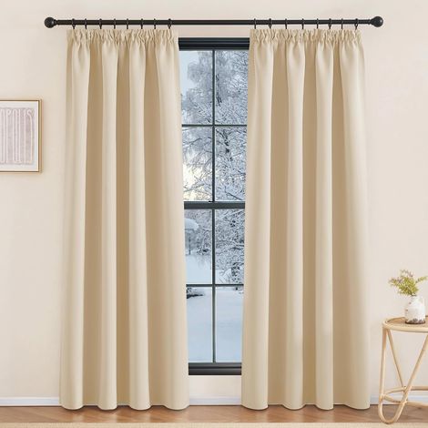 2 Pièces Rideau, Galon Fronceur, Isolation Thermique, Polyester, Pour Salon Chambre Bureau (1/5)