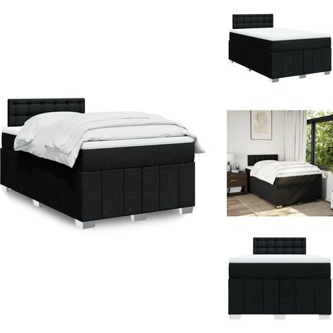 Sommier à lattes de lit avec matelas noir 120x190 cm tissu - Sommier À Lattes De Lit - Sommiers À Lattes De Lit - Lit - Meuble De Chambre À Coucher (1/5)