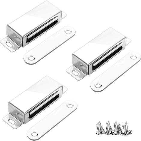 Lot de 3 aimants de verrouillage magnétique, verrou de porte magnétique, acier inoxydable 304, ferme-porte magnétique pour armoire/armurerie
