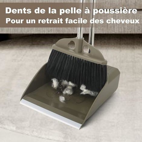 Balai - Pelle - Manche Réglable 122 Cm - Poils Rigides 4 Couches - Lèvre En Caoutchouc - Pour Cuisine Garage Terrasse - 1 Pièce (1/5)