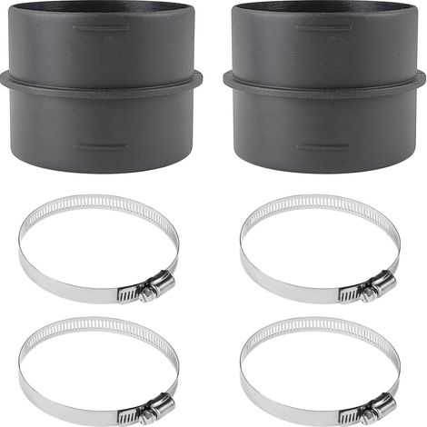 2 pièces de raccord de gaine de ventilation, 60 mm, avec 4 colliers de tuyau en acier inoxydable, raccord pour tuyau de canalisation de chauffage, tuyau de chauffage d’appoint, raccord de tuyau (1/5)