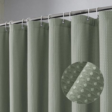 Rideau de douche - Rideau de salle de bain - Polyester - Incluant les anneaux - Structure en nid d'abeille - Imperméable - Lavable - Rideau de salle de bain - Accessoires de salle de bain - Convient p (1/5)