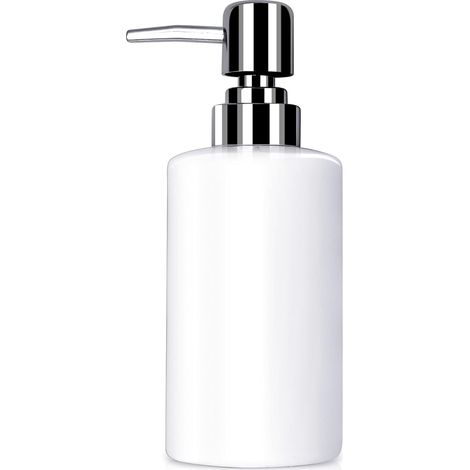 Weißer Keramik-Seifenspender, 300 ml, nachfüllbar für Shampoo/Gel/Spülmittel, Bad/Küche