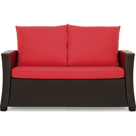 Coussins de canapé meubles de jardin en résine tressée Rouge, Coussins balançoire d'extérieur 100x60x50cm Coussin pour banquette 2 places mix (1/5)