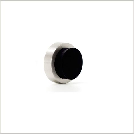 EVI Herrajes  Fermaparete adesivo  24 x 14 mm  Gomma Nera  Acciaio Inox V2A  Finitura Opaca  Compresi vite + tassello di fissaggio  Mod. I-20524TPMAM (1/4)