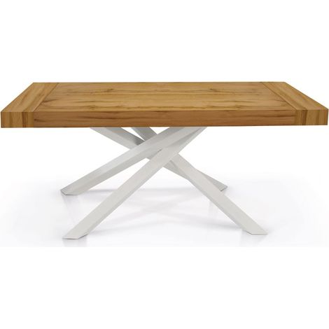 Tavolo Rettangolare Allungabile con Gambe Incrociate Piano Rovere Nodato Dimensione Tavoli: 160 x 90 + 2 allunghe 50 cm (1/2)
