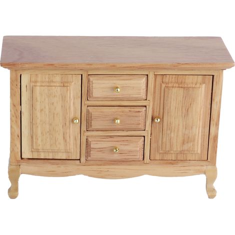 Armoire à double porte pour maison de poupée à l'échelle 1:12, meuble en bois, accessoire miniature (1/5)