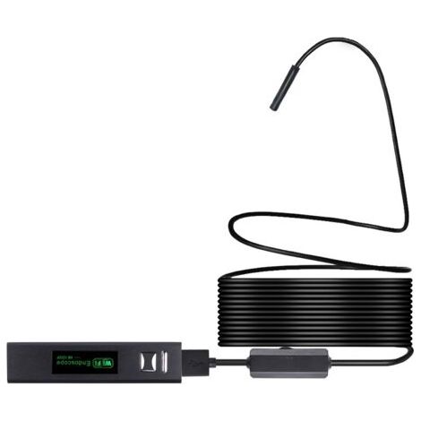 Caméra d'inspection Caméra endoscope sans fil 8 mm IP68 Inspection WiFi étanche 2.0MP HD 8 LED Endoscope à câble semi-rigide pour iPhones iPads Appareils Android et PC, 1M-Noir - 1M-Noir