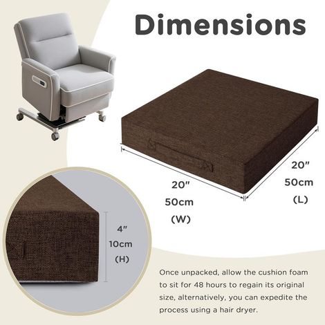 Liegesesselkissen für Senioren – Dickes Kissen (50,8 x 50,8 x 10,2 cm) mit rutschfester Unterseite und waschbarem Bezug für Sofa, Sessel, Stuhl, Café (1/5)