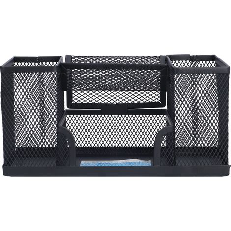 Porte-stylo rectangulaire en métal noir, boîte de rangement pour crayons de bureau. (1/5)