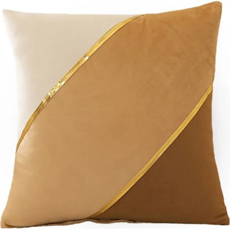 Coussin de dossier-Housses de Coussin 45 x 45 cm en Velours Doux Dcoratif pour Canap Lot de 2Chameau multicolore HOUSSE DE CANAPE (1/4)