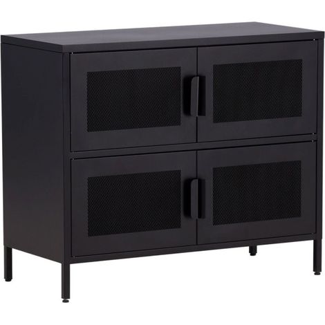 Buffet 4 Portes en Métal "Nett" 90cm Noir (1/5)