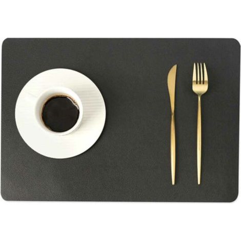 Online Store - Lot de 4 sets de table rectangulaires en similicuir noir 43x30cm noir (1/5)