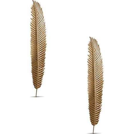 Foglia in Ferro Decorazione Casa da Parete Oro 95 x 16 cm