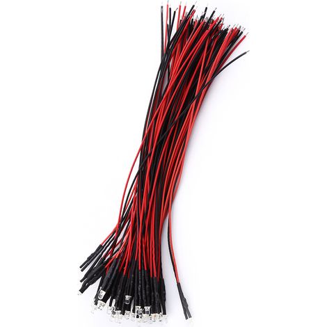 Lot de 50 LED 9-12V pré-câblées, diamètres 3/5/10mm, claires, blanches, rouges, bleues, vertes, pour projets DIY (1/5)